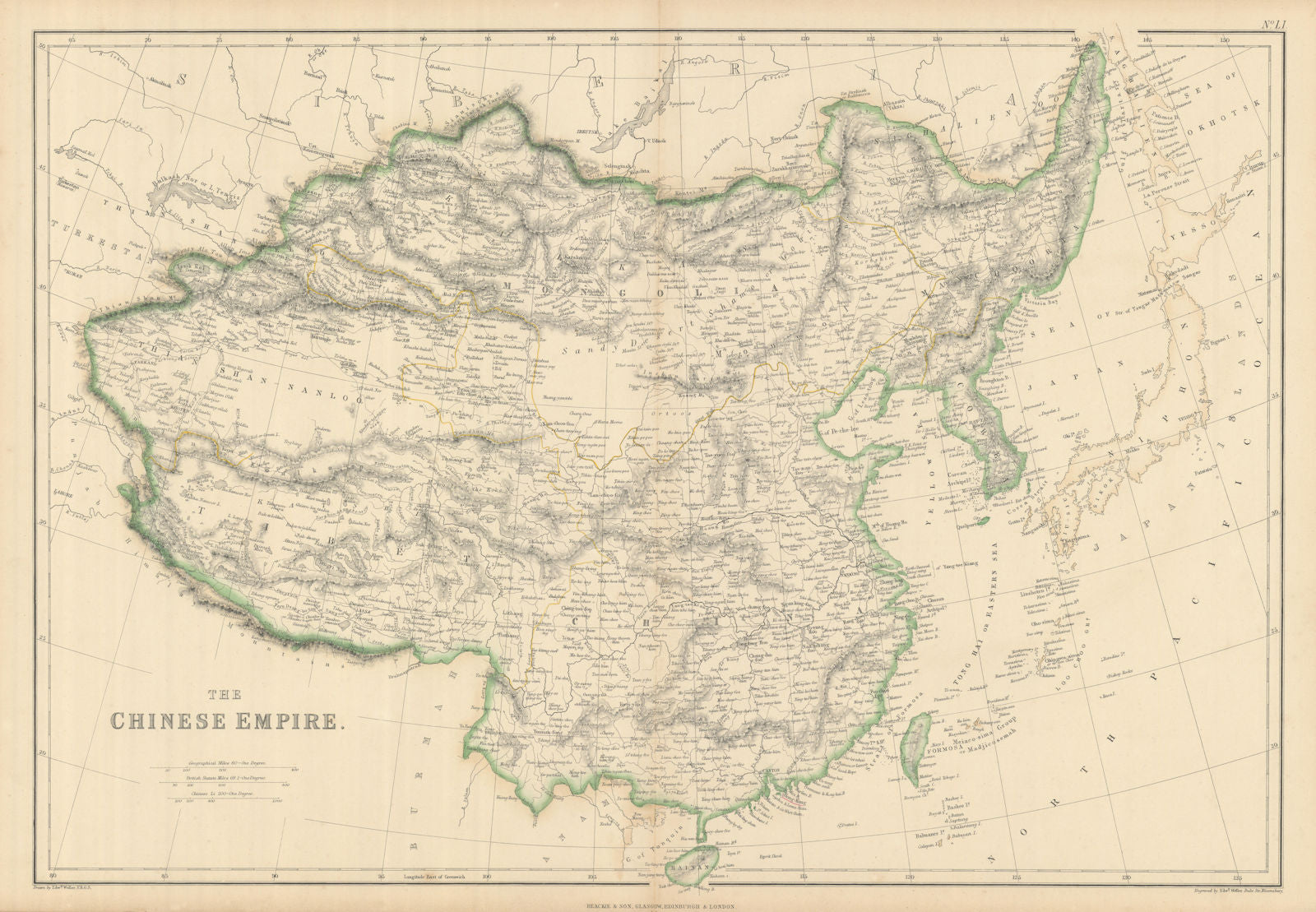 The Chinese Empire by Edward Weller. China, Mongolia, Tibet & Korea 1860 map